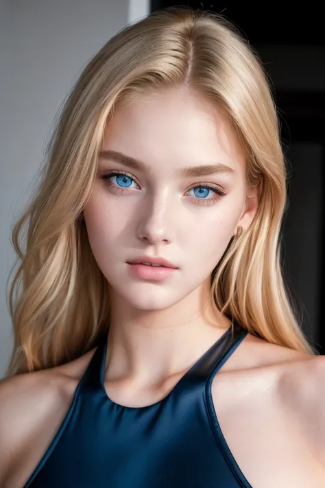 beautiful 18yo american supermodel, k pop, dance wear, sporty, looking at viewer, slender figure, blonde, detailed face, realist...