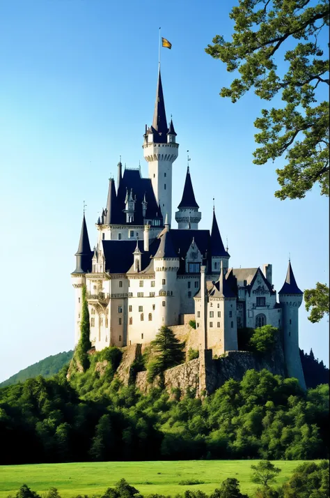 "A castle made of diamonds in the middle of the forest."