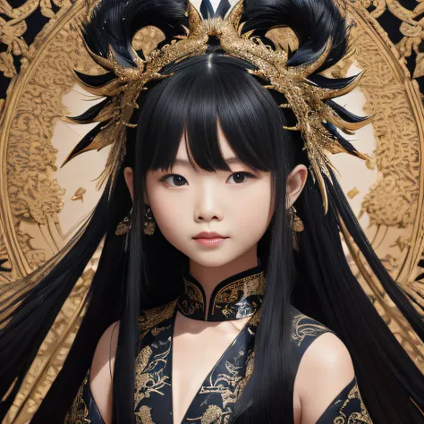 32K（tmasterpiece，k hd，hyper HD，32K）flowing long black hair，Tongzhou maid ，Black and White Dragon Protector （realisticlying：1.4），White python pattern battle robe，Ink headdress，Snowflakes fluttering，The background is pure，Hold your head high，Be proud，The nos...