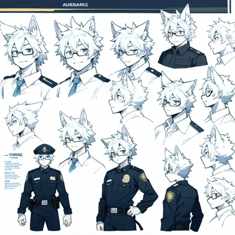 highres, top quality, best quality, paid reward available, High-quality illustrations, unparalleled masterpiece, perfect artwork, absurdres, perfect anatomy, standing kemono boy, three view drawing, front and side and back, character sheet, character desig...