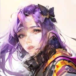 Realistic girl with purple hair