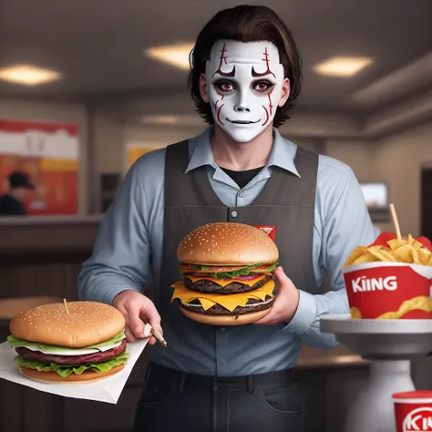 Michael Myers working in burger king