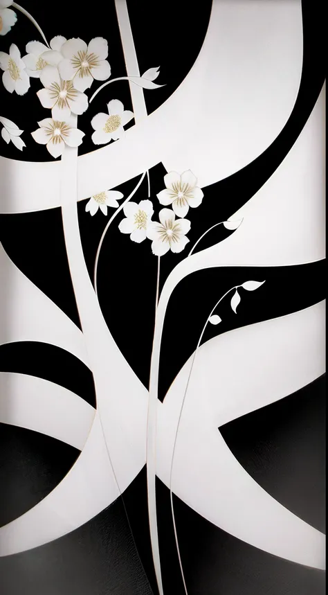 a close up of a black and white picture of a flower, inspired by Sōami, inspired by Sesshū Tōyō, black backround. inkscape, flowing sakura silk, inspired by Sakai Hōitsu, iphone wallpaper, inspired by Yamamoto Shōun, phone wallpaper. intricate