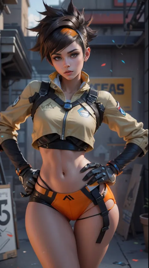 Femme arafed en jupe courte et veste posant pour une photo, wojtek fus, Pin-up de Tracer d’Overwatch, Octane CGSOCIETY, Traceur, Tracer d’Overwatch, overwatch inspired, Cyberpunk 2 0 et. o model girl, Makoto Shinkai ( apex legends ), Personnage de jeu de t...