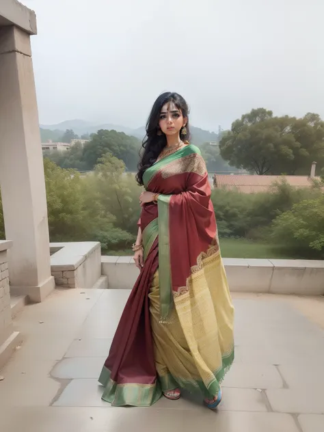 Change background realistic girl traditional saree hd real face