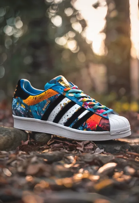 adidas Superstar sneakers in the style of a famous painting by Edvard Munch