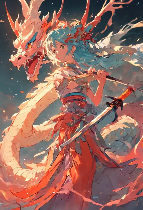 The Chinese dragon fairy holds the sword