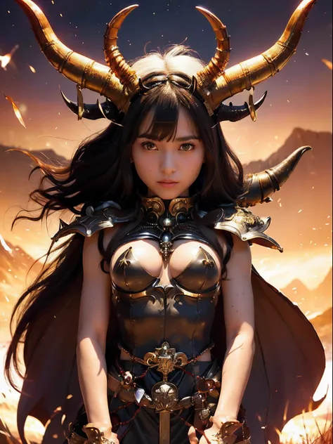 Professional , ​masterpiece、top-quality、photos realistic , depth of fields 、(A dark-haired) 、（Gemstone White Metal Body:1.4),(Matte Black、Jewel Gold Weapon,Gorgeous metal weapons ,Particles of light、（Fight dragons）、（Black wings）、Mystical expression、（（maiku...