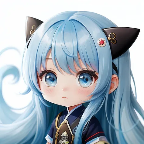 Chibichara　long hair with blue hair