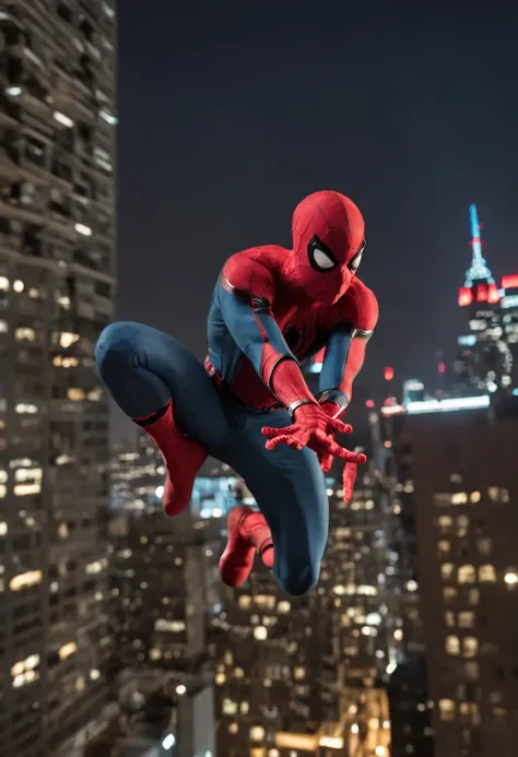 Follow up on the images from the previous prompt In a vibrant Spider-Man comic, We can visualize an exciting scene of the hero in action. Hes hanging by his webs among the skyscrapers of a bustling city. His red and blue suit stands out against the night s...