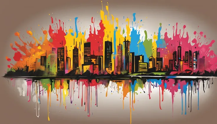 landscape surrounded by vibraprint ready vector t-shirt design, professional vector, high detail, t-shirt design, graffiti, vibrant, nt, cityscape.