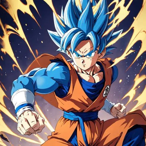 obra-prima, melhor qualidade, gohan dragon ball z, estilo akira toriyama, super sayajin 2, roupa azul (Sparks: 0,7)