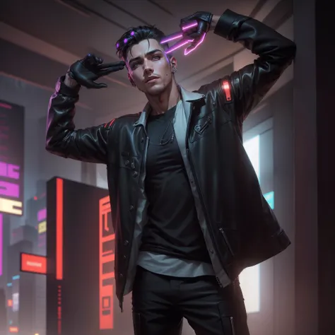 Change background,  cyberpunk, handsome boy , hot boy , realistic face, 8k , ultra hd