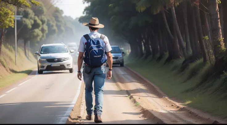 Homem Caminhando na estrada