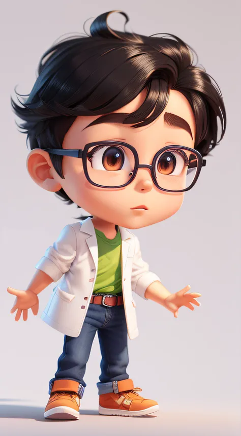 Cartoon character of a boy with glasses and a green shirt, bonito 3 d render, painting digital adorable, personagem bonito dos desenhos animados, olhar :: octan render, 3 d render stylized, Arte infantil em Artstation, toon render keyshot, ultra realistic ...