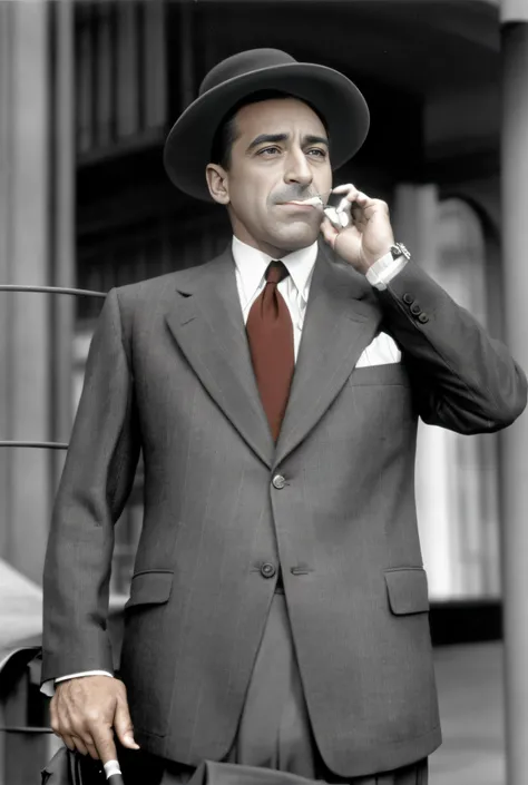 Un homme en costume et cravate fumant une cigarette, Porter un Parker, inspired by George Bogart, inspired by Aniello Falcone, inspired by Roy Dalgarno, Walt Disney (1937), Walt Disney ( 1 9 3 7 ), inspired by Sidney Simon, par George Bogart, Mies van der ...