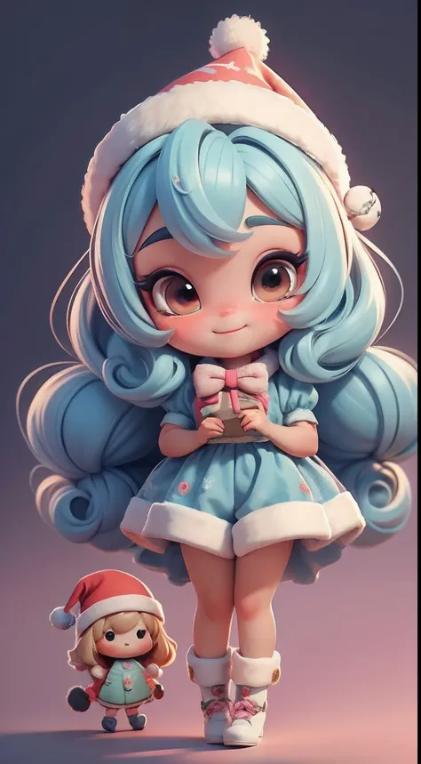 create a series of loli chibi style dolls with a cute christmas theme, sorridente e fofo, each with lots of detail and in an 8k ...