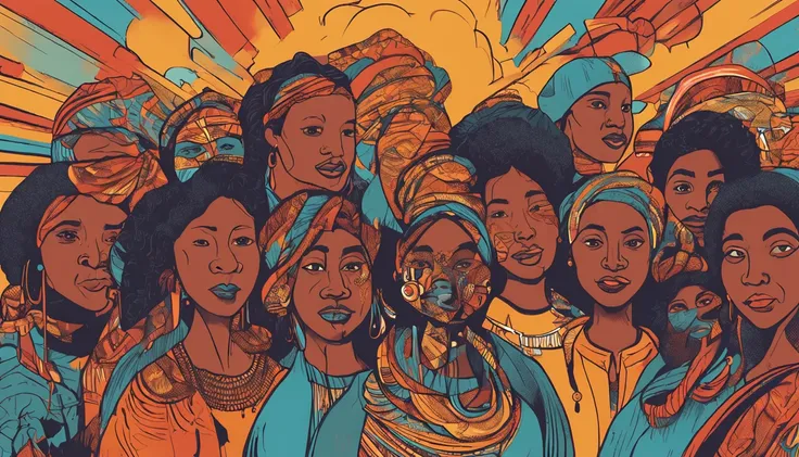 Diverse people come together in a collective expression of independence, their voices converging in a unison cry that echoes empowerment and unity. Each figure depicted has unique traits, evidenciando a diversidade, as their voices harmonize into a powerfu...