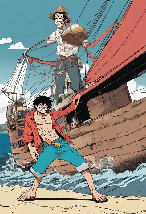 monkey d luffy assistindo netflix no seu navio