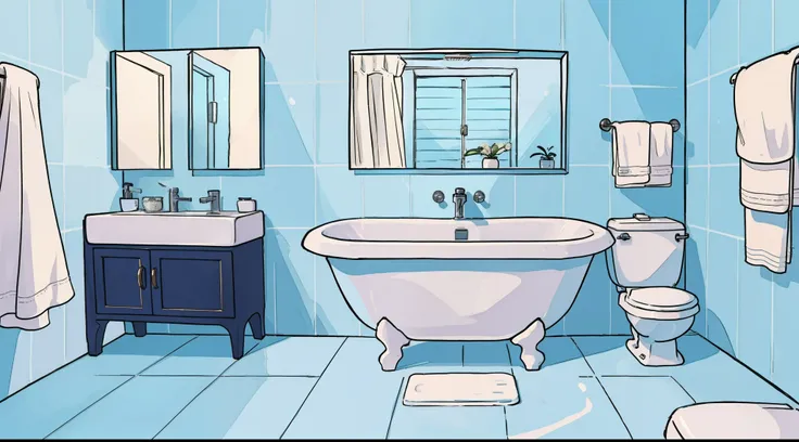 UM BANHEIRO COM BATHTUB , SHOWER , TOILET , MIRROR , SINK