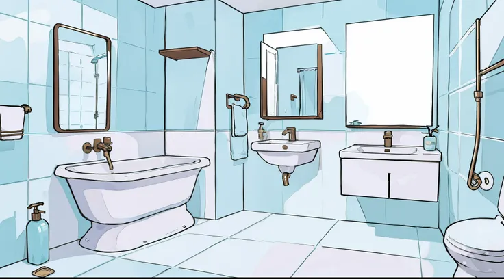 UM BANHEIRO COM BATHTUB , SHOWER , TOILET , MIRROR , SINK