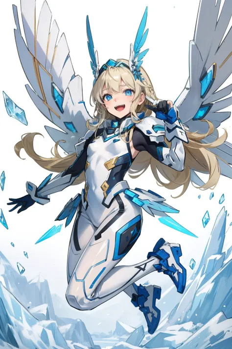 (​master piece, Best Quality),  Intricate details, valkyrie, kawaii, (((Laugh))), Hand up, Looking at Viewer, Feather Headgear, Flower meadow, (((flat breast)))  in to the sky, jumping
1 girl in, Solo, Portrait, Plutinum Blonde Hair, drooping iceblue eyes,...