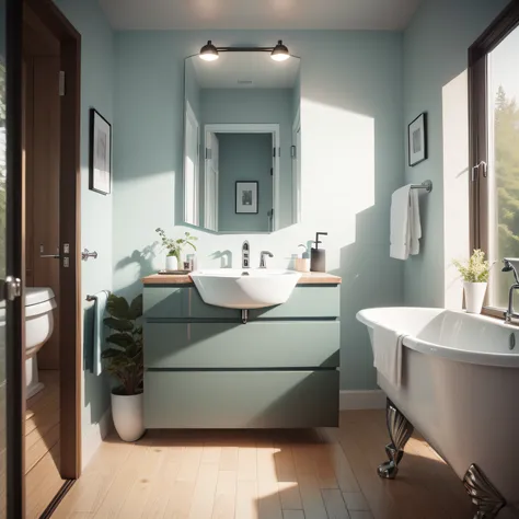 scandi bathroom with completed Scandi bathroom