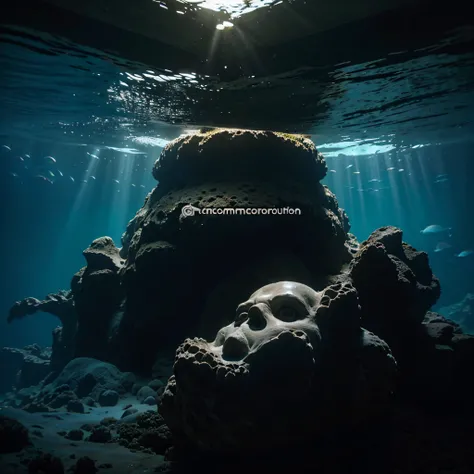 (extremadamente detallado, obra maestra, La mejor calidad, Under the Ocean), Estilo oscuro, volumetric illumination. textura de babosa, piel de caracol. manchas de tinta. Rococo composition. Luz de caravaggio