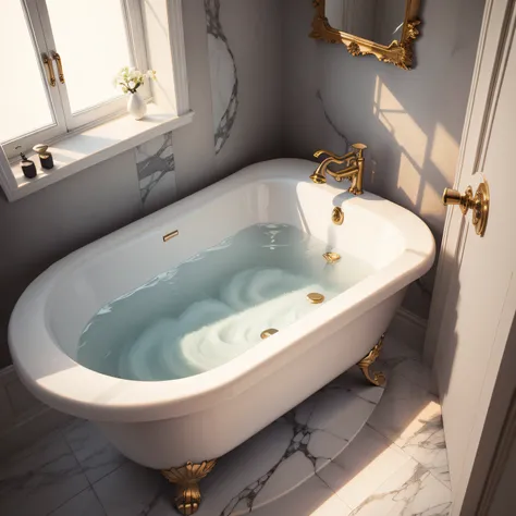 small marble bathroom with Adding the Bathtub