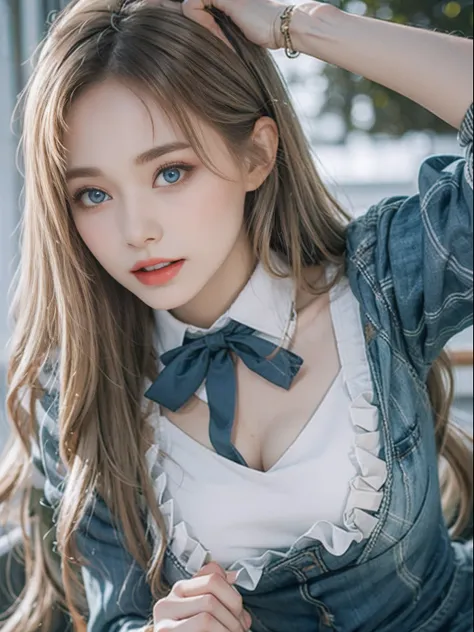 portlate、Alice in Wonderland、Blue sky、Bright and very beautiful face、Young shiny shiny white shiny skin、Best Looks、The most beautiful bright blonde hair in the world、finer hair、Super long silky straight hair、Beautiful bangs that shine、Glowing crystal clear...