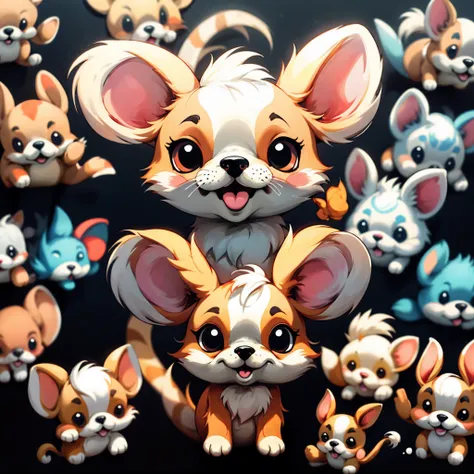 Digital sticker with cream Chihuahua cartoon face，It has cute big eyes in 4K