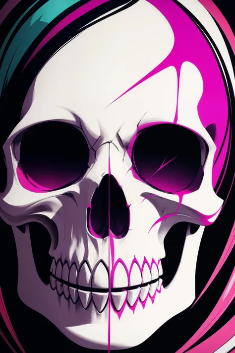 Illustration close-up of colorful skull, vetorial