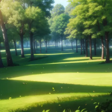 obra prima, melhor qualidade, cores vivas, anime scenery, campo, trees with veers leaves, Gorgeous scenery, cinematographic scene, dynamic camera, bela paisagem