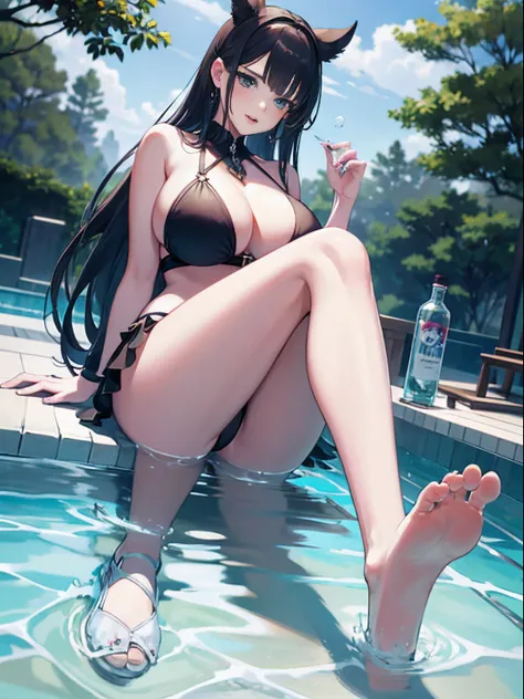 beautifullegs，Toes，Jade foot，Detailed，Anime beauty show characters in the pool，huge tit，nakeness，