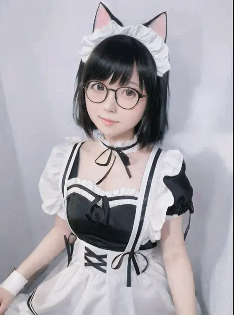 Arafe, Dress up as a cat and glasses, sit on a chair., maid outfit, Anime girl in maid costume, Catboys Cosplay! maid! dress, maid outfit, gorgeous maid, maid outfit, Wear maid uniform, Anime cat girl in maid costume, anime girl cosplay, Japanese Maid Cafe...