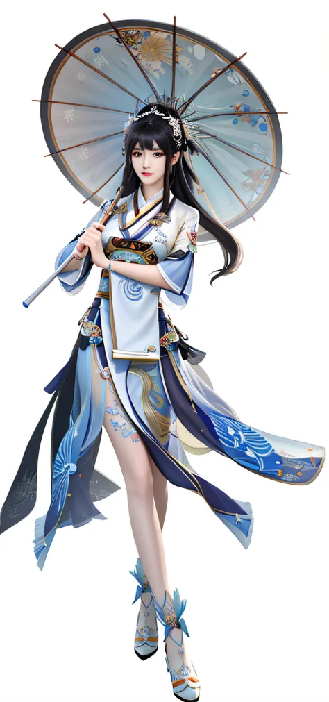 Close up of a woman holding an umbrella on black background, full-body xianxia, heise jinyao, zhongli from genshin impact, Keqing from Genshin Impact, author：Qu Leilei, Yun Ling, render of april, By Leng Mei, author：Zhou Fang, By Zeng Jing, Onmyoji detaile...