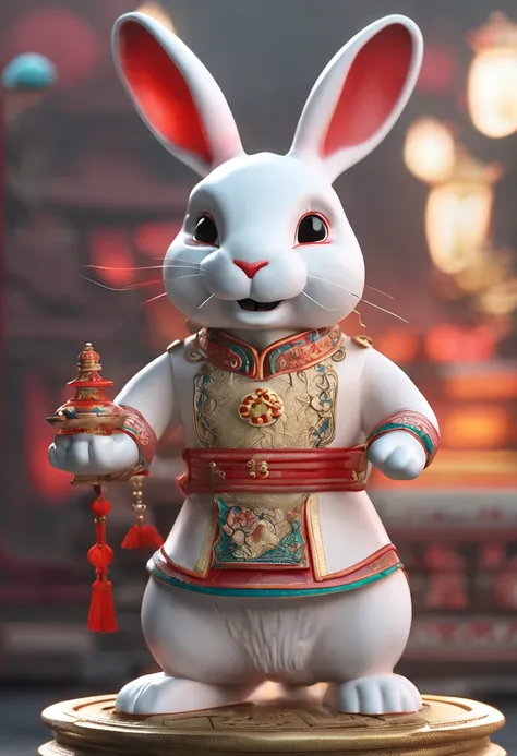 White rabbit toy,White Rabbit Cultural Creativity,Chinese Forbidden City elements,Traditional culture,3D style,Brilliant colors,finetextures