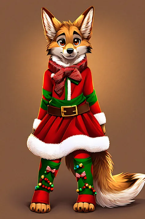 Animal heads，coyote，Personal，Positive，Christmas，detailed full body，leges，No background，Remove the background