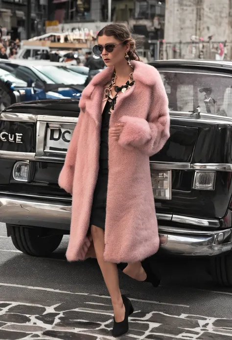 Black and brown combination，Classic vintage chanel ultra-short coat，Pair it with a beige top and a maxi pink beige sequin dress，Inspired by the Chanel show