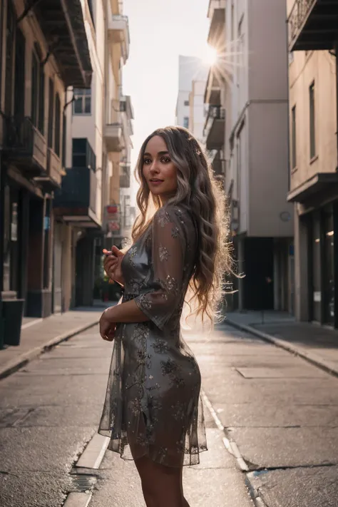 realistic, raw photo, dslr, film grain, fujifilm xt3, night shot, 1girl, goddess women,curly hair,  long hair, silver hair,thigh...