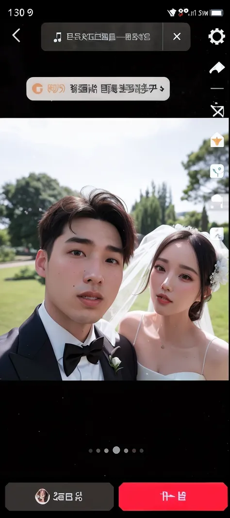 Close-up of a man in a wedding dress and a man in a tuxedo, 8k selfie photograph, wedding photo, jin kim, woo kim, leaked image, jaeyeon nam, jia, selfie shot straight on angle, sangsoo jeong, personal profile picture, siwoo kim, choi, cute couple, ji-min,...