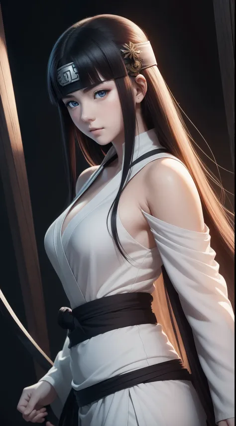 Hot profile picture, masterpiece, solo, extremely accurate rendering, coldly beautiful Hinata Hyuga, trustworthy young girl, savior of the world, simple design, best picture, 8K , pale white eyes, same color as the original demon ninja.