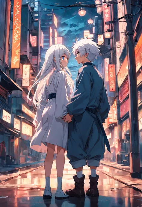 couple，White-haired girlfriend