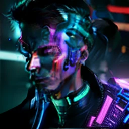 Change background cyberpunk handsome boy, realistic face, 8k, ultra realistic, neon