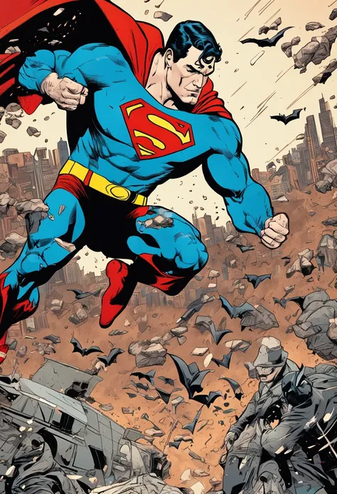 (superman punching batman in the face)