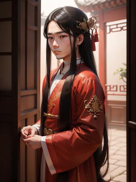 a young man, China, ancient, traditional, long hair