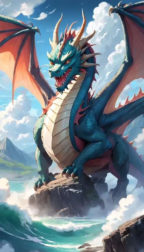 Draw four dragons，National tide wind，Shuttling through the clouds，Realistic style