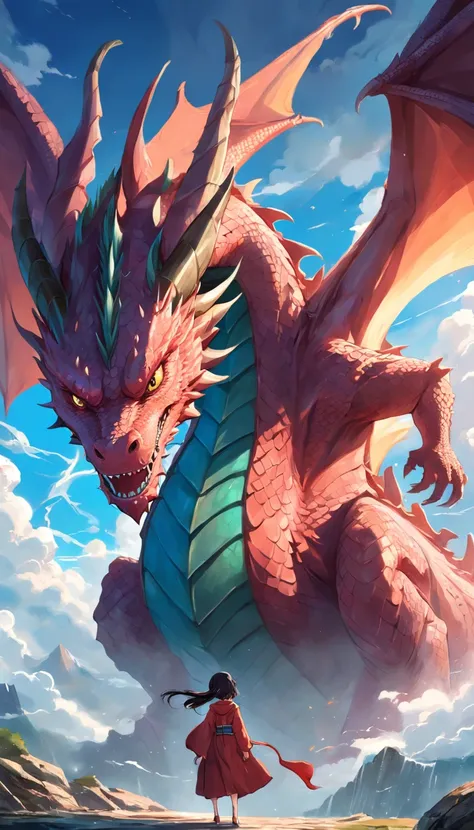 Draw four dragons，National tide wind，Shuttling through the clouds，Realistic style