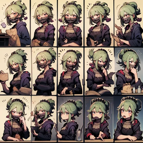 1 Cute Girl，9 tables，9 poses and expressions，Different emotions，10