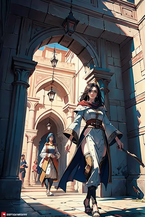 Castlevania Shadow Lord hyper realistic super detailed Dynamic shot Super detailed masterpiece Super detailed Moroccan characters Wear traditional Moroccan clothes in architecture Moroccan environment super detailed hyper realistic extremely detailed Epic ...